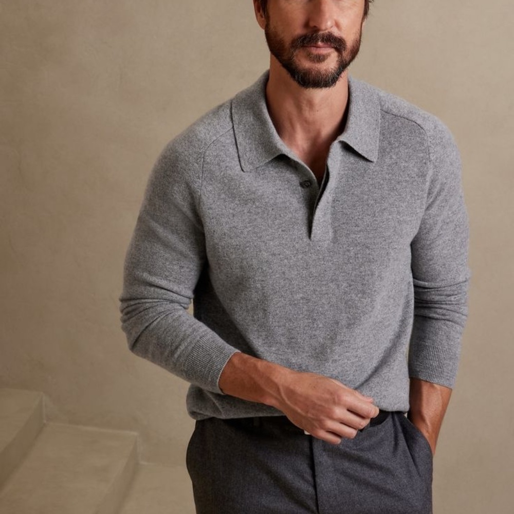 Banana Republic Viaggio Cashmere Sweater Polo / Grey / XS